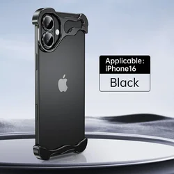 Irregular Metal Bumper Shockproof Phone Case with Lens Film Protection - iPhone 14 Pro Max (BIack)