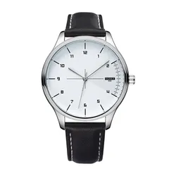Top Brand Men's Ultra - Thin Minimalist Quartz Watch with Leather Strap - Casual and Waterproof Design (Black White Dial)