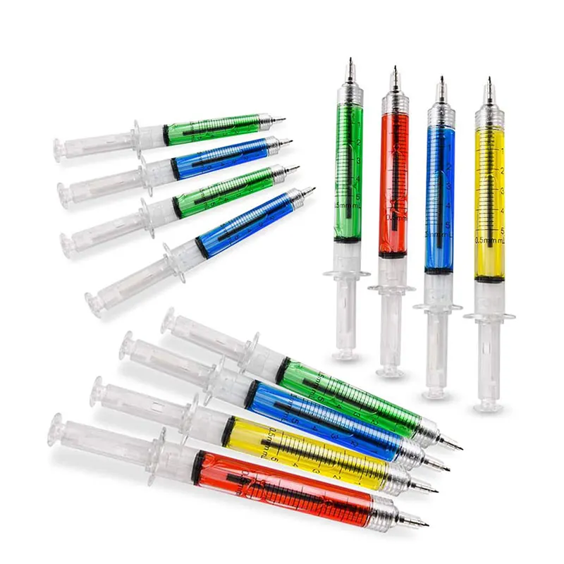 24pcs Novelty Cute Syringe Pen Peculiar Shape Lovely Stationery Ballpoint Pen Automatic Refillable Ballpen Bullet 0 5 5ml continuous syringe tools metal automatic syring injector for livestock animal pig chicken vaccine bottle