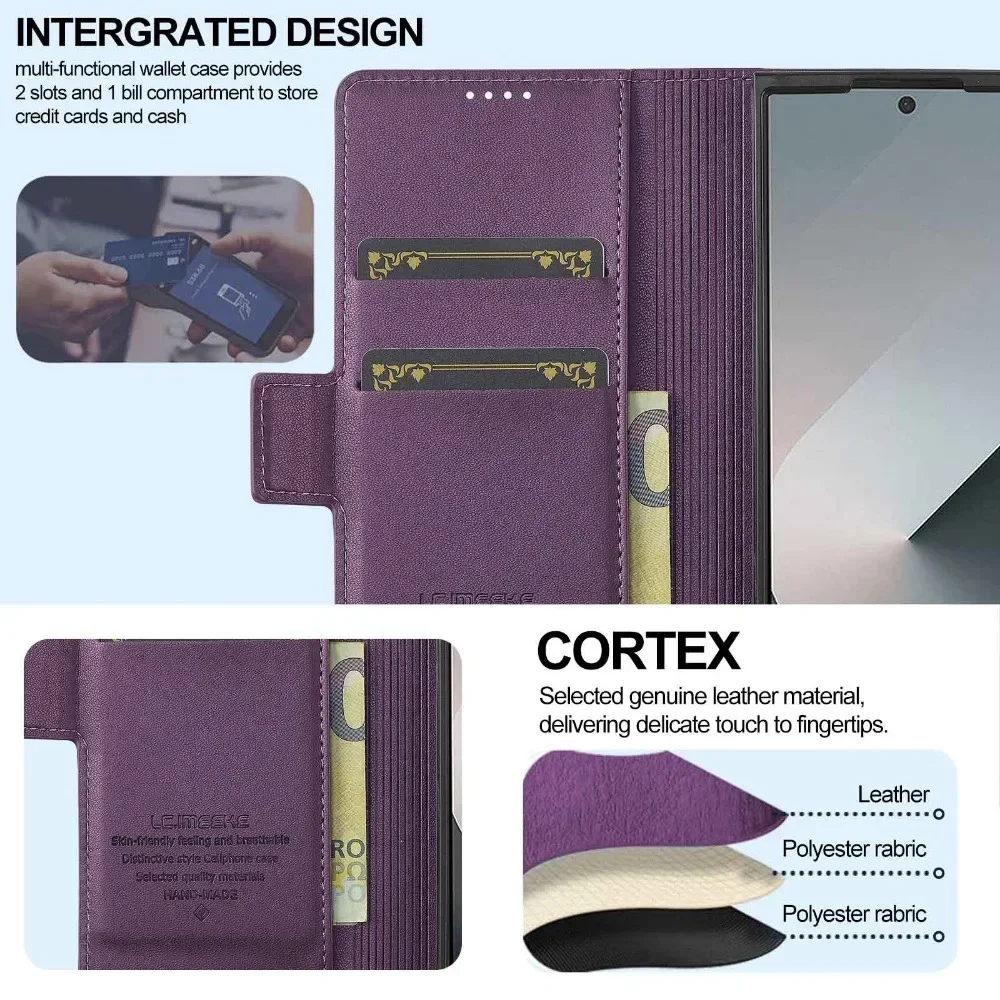 Premium Business Leather Flip Case with Pen Holder and Card Slots