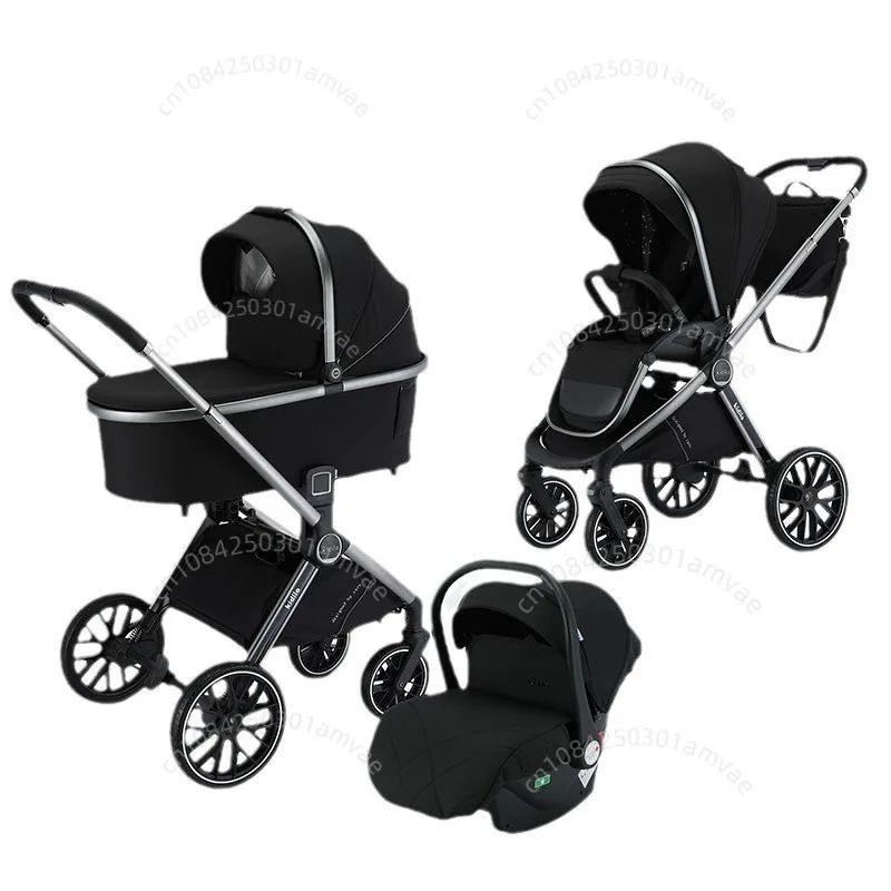3-in-1 Baby Stroller with Car Seat Two-way Lightweight High-view Foldable Four Wheels