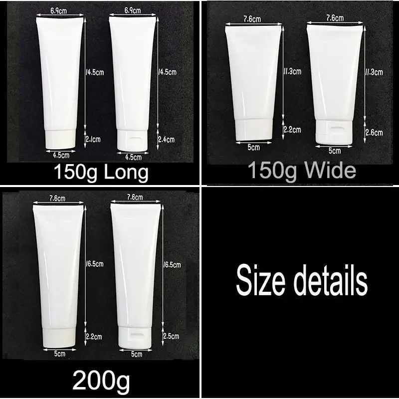 5-200ml White Plastic Soft Bottle Cosmetics Hand Facial Cream Empty Squeeze Tube Shampoo Lotion Refillable Bottles