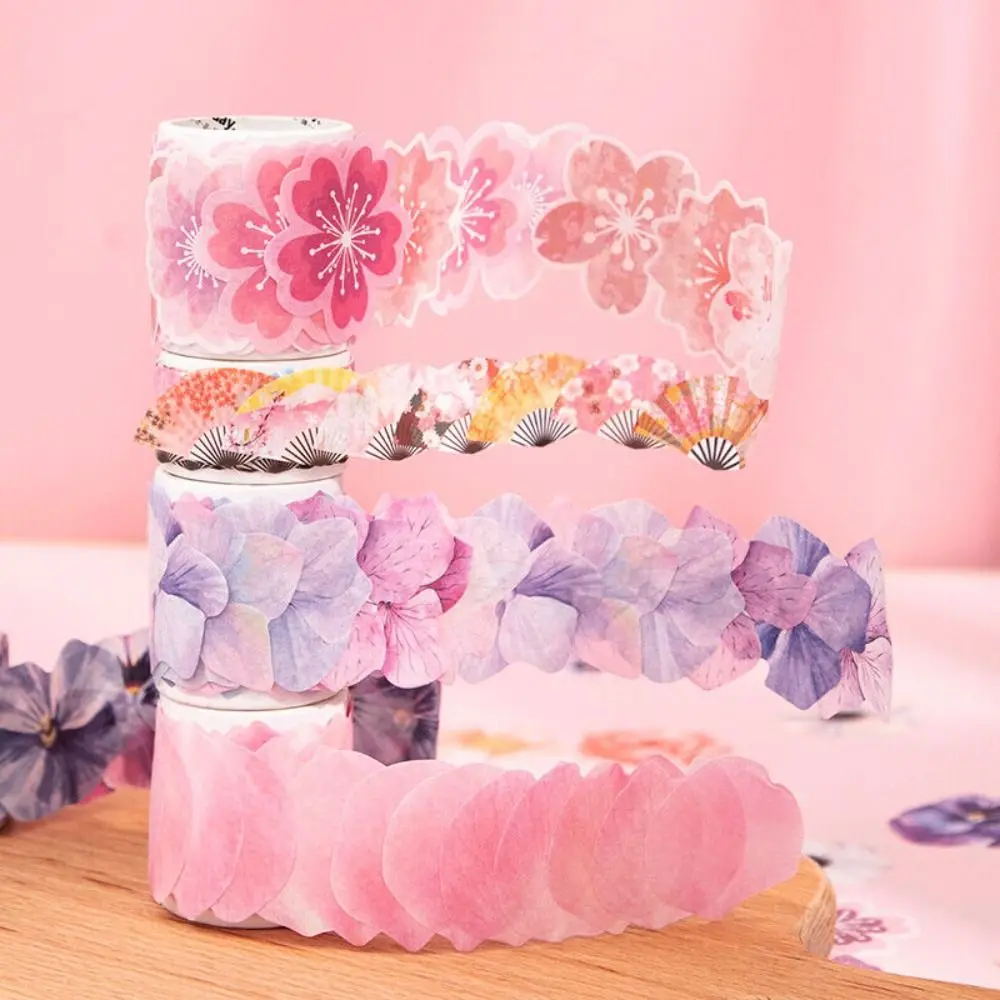 

50PCS/Roll Fresh Cherry Blossom Petal Decorative Adhesive Tape Creative DIY Journal Scrapbooking Flower Sticker Label Stationery