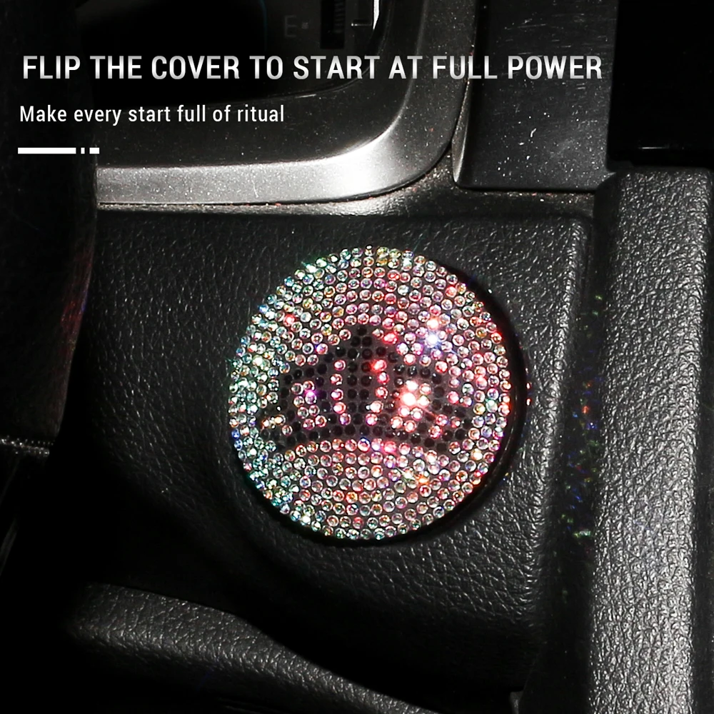

Diamond Car Engine One-click Start Button Auto Interior Start Stop Button Protective Cover Bling Decor Car Accessories for Girls