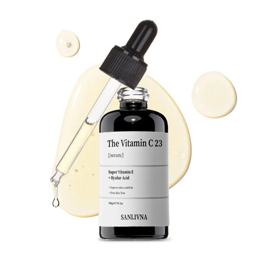 סרום ויטמין C טהור 23% עם ויטמין E וחומצה היאלורונית, סרום פנים מבהיר ולחות, משפר צבע העור 20 גרם
