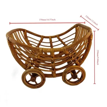 Mobili per fotografia neonato Carrello in rattan per bambini vintage puramente fatto a mano Foto in posa reclinabile Accessori per servizio fotografico in studio