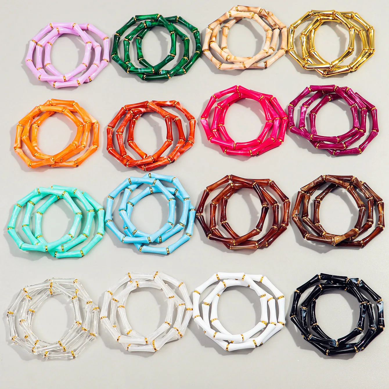 Nuovi braccialetti di bambù grossi della gelatina acrilica della Boemia per le donne Boho resina tubo elastico perline braccialetto braccialetto braccialetto 2024 gioielli di moda  36