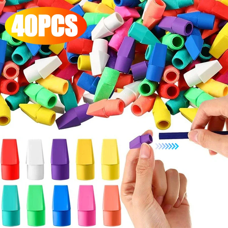 Pencil Eraser 2 In 1 Color Erasers Top Protector Caps Portable Mini Chisel Shape Student Painting Correction Stationery