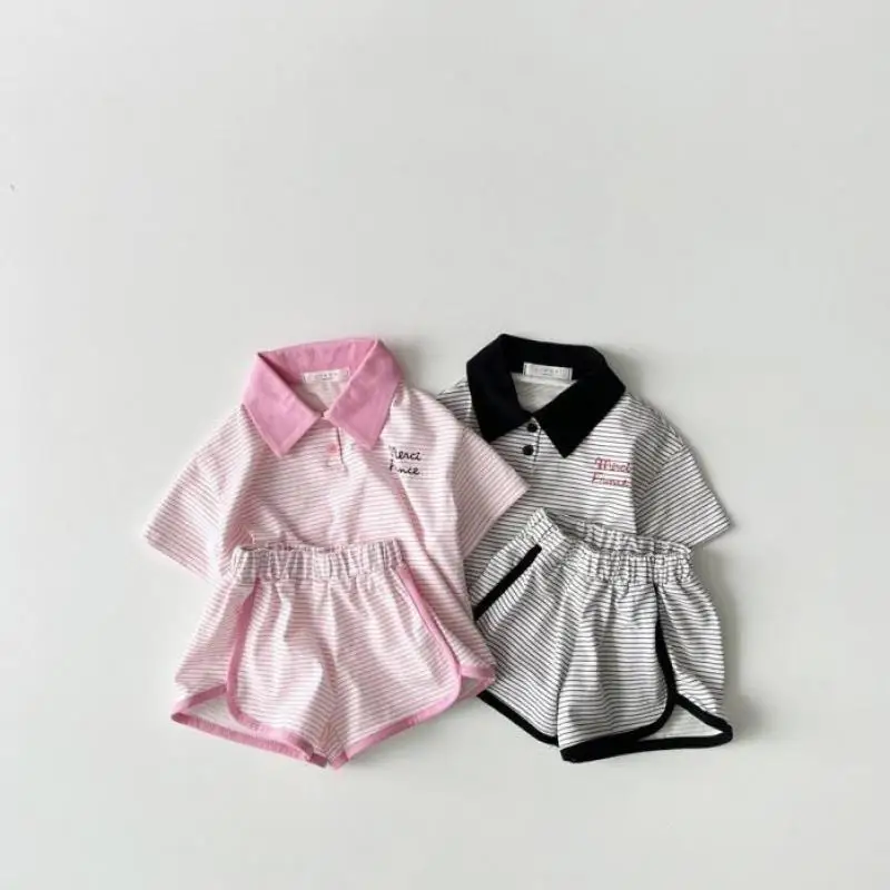 New Children Short Sleeve Clothes Set 2pcs for kids clothing set