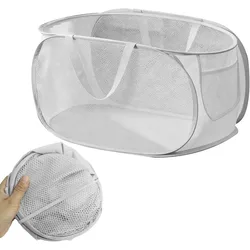 Large 70L Foldable Laundry Basket with Handles - Pop - Up, Lightweight, and Portable (Light Grey)