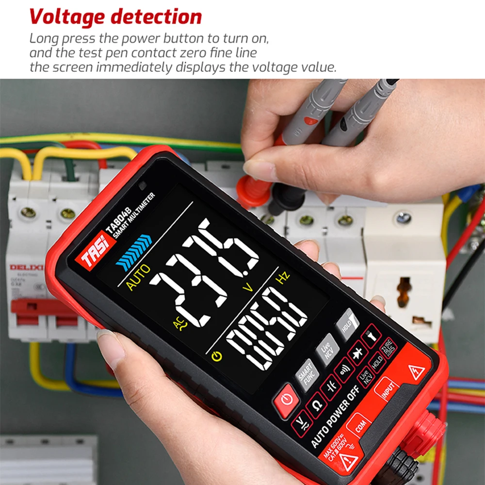 TASI TA804B Digital Multimeter Auto Tester Multimeters HD Color Screen Ultrathin Intelligent OHM NCV DC/AC Voltage Meter digital multimeter multimeter tester