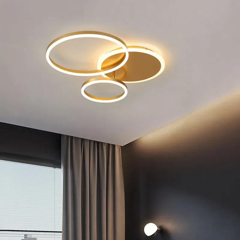 

Luxury LED Chandelier Light Round Ceiling Black Hall Living Room Bedroom Minimalist Aesthetic Lamp Golden Luminaria Home Decor