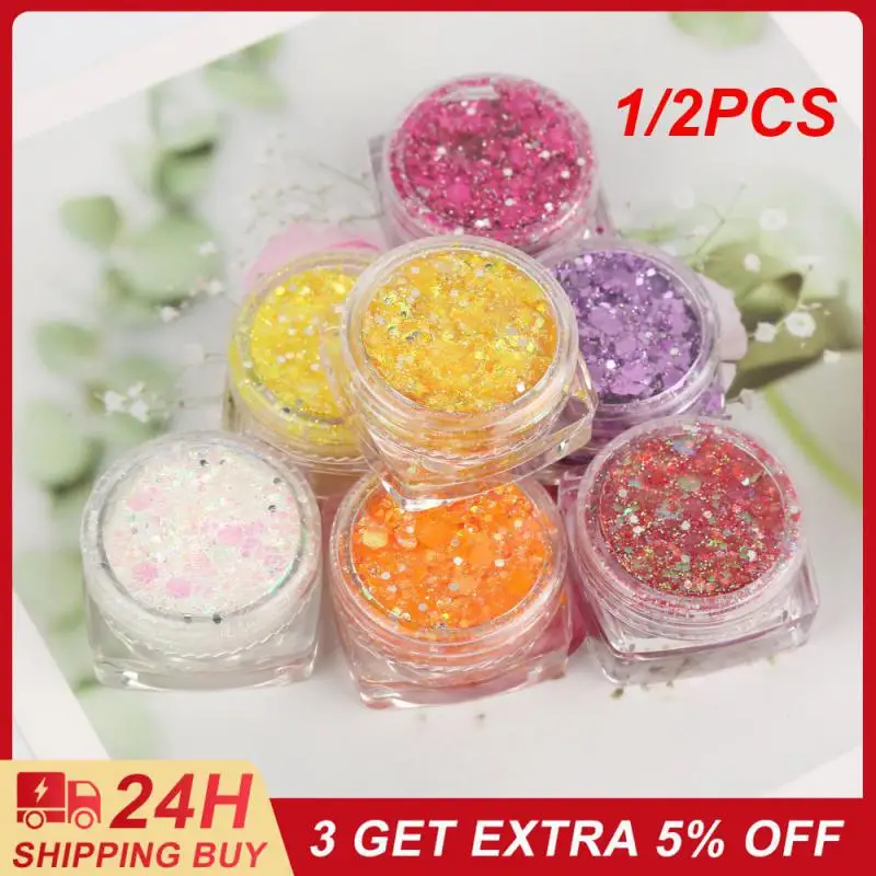 1/2 Pz Fai Da Te Nail Hair Body Face Vibrant Eyeshadow Loose Paillettes Gel Holographic Glitter Party Festival Paillettes