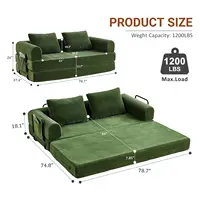 79" Convertible Sofa Bed, 5-in-1Boneless Couch for Living Room with 2 Pillows Corduroy Folding Sleeper Sofa Bed,, Customized 3