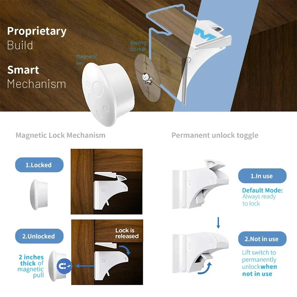 Baby Safety Lock Invisible Lock Kids Security Drawer Latch Cabinet Door Magnetic Child Safety Lock Limiter Children Protection Baby & Maternity