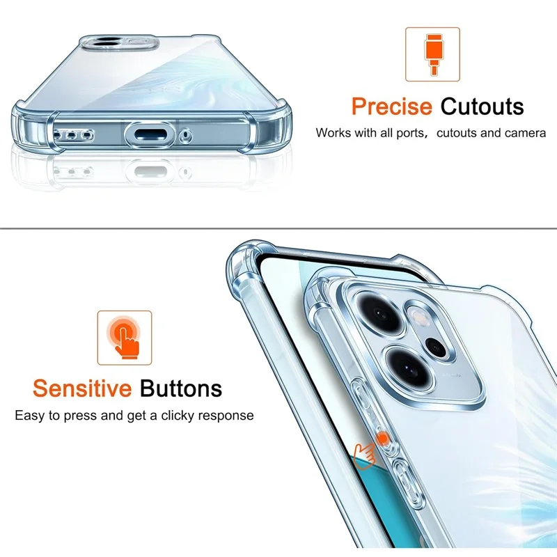 Anti-Yellowing Transparent TPU Soft Case with Camera Protection