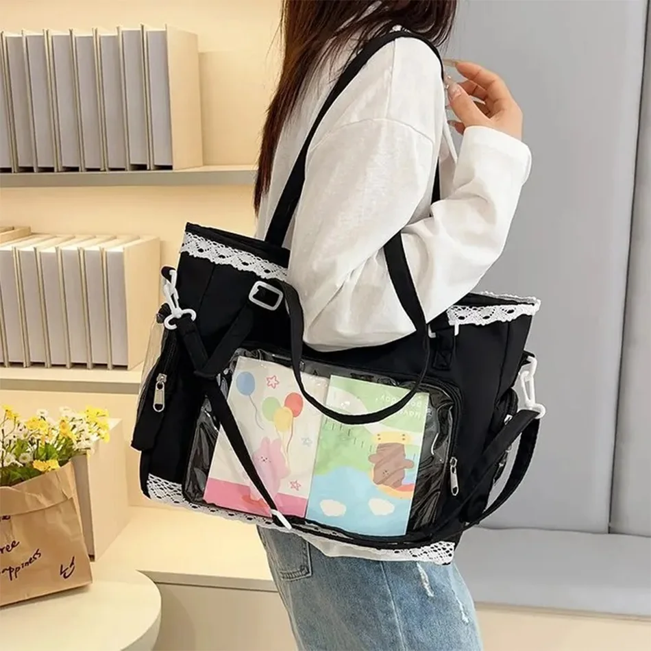 Ballet Girls Large Capacity Kawaii Itabag Japanese Transparent JK Shoulder Crossbody Bags Gift For Friends Teenage School Bags - 5