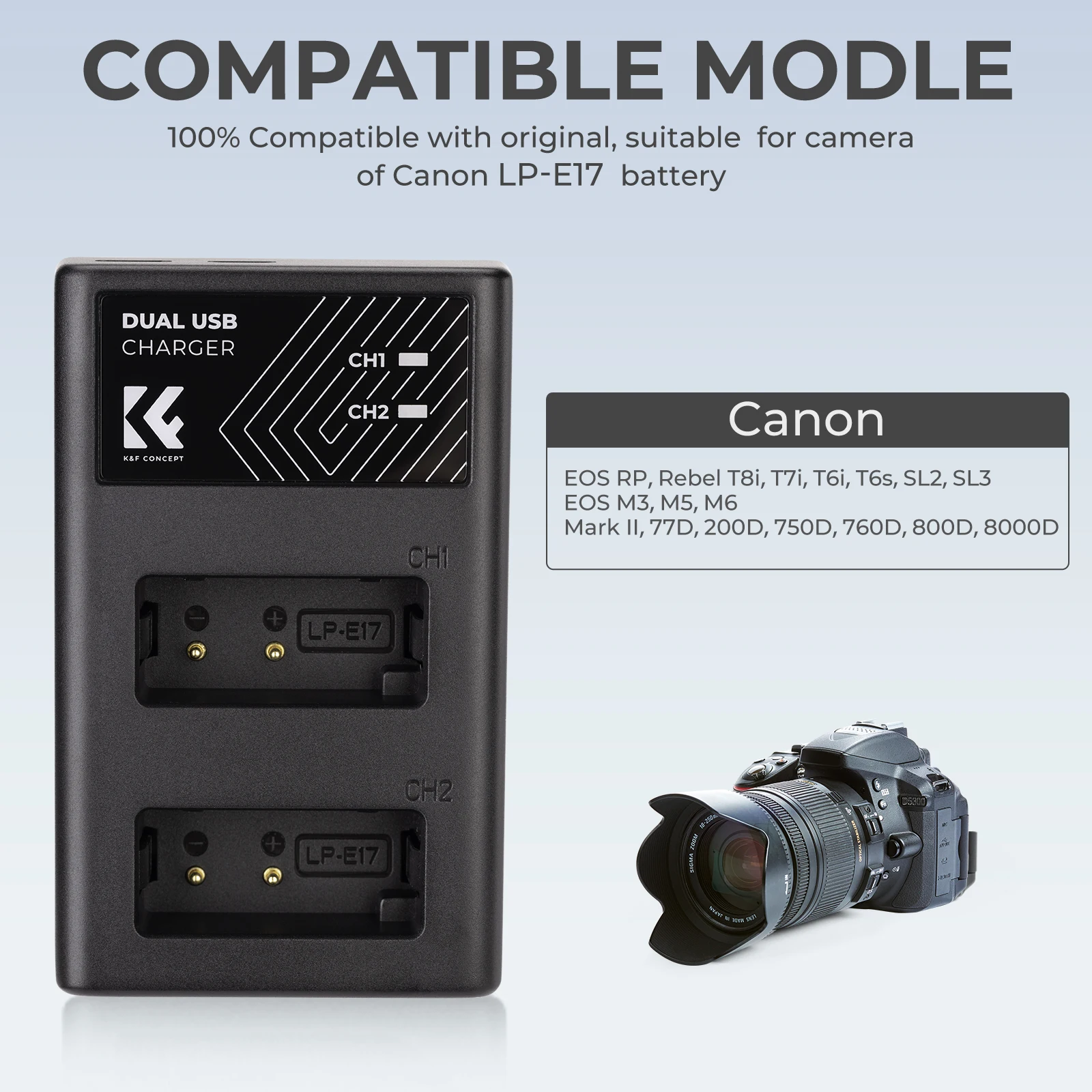 Hisewen - Paquete De 2 Baterías LP-E17 Y Cargador Dual Para Canon EOS