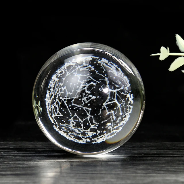 Muy Bien 60 Mm 3D Lézer Gravírozás Csillagkép Kristálygömb Gömb Miniatűr Kézműves Fotók Kellékek Otthoni Dekorációs Díszek