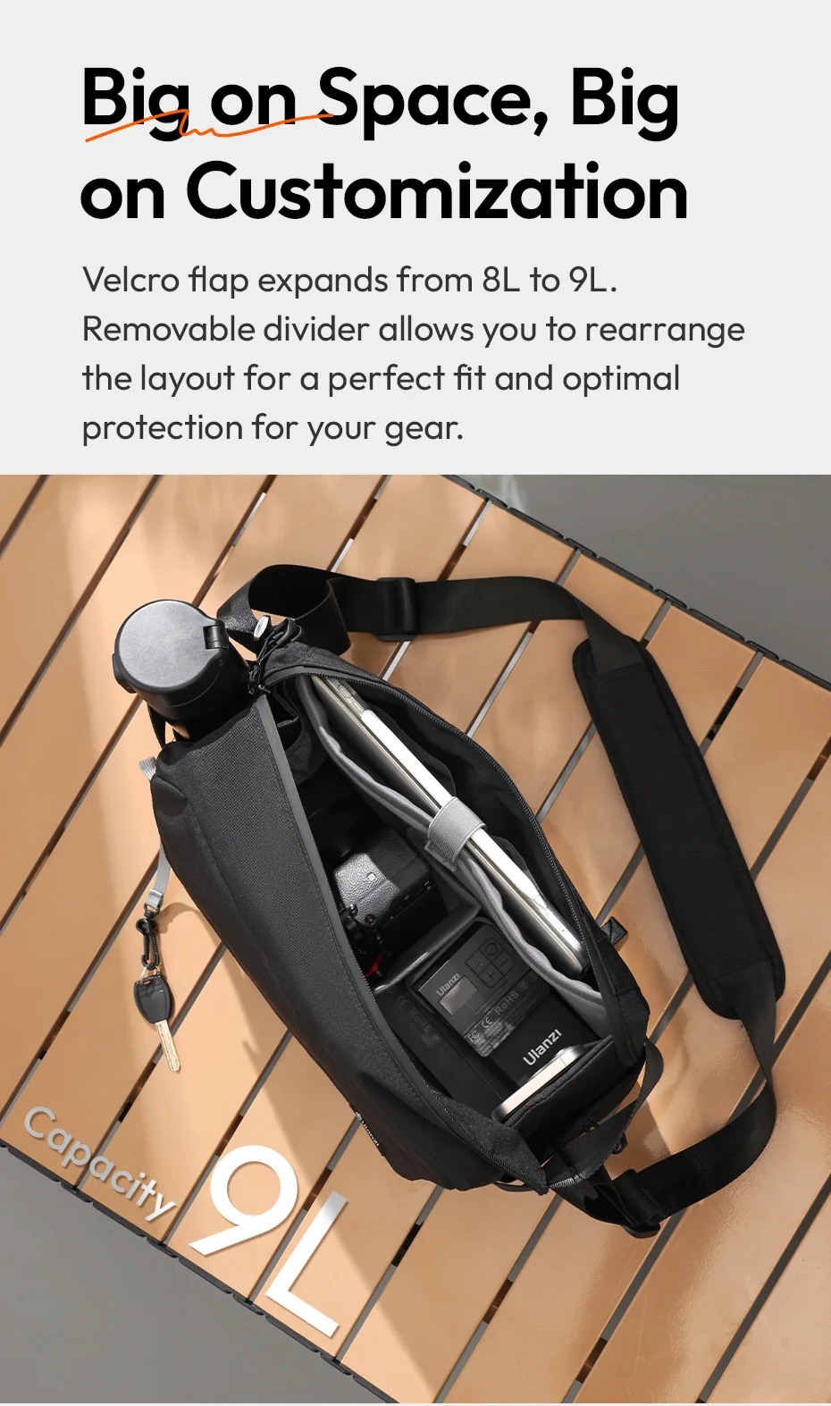 ulanzi BP11 Crossbody Kamera 9L Kapazität Schulter Smartphone Fotografie Digital SLR Für Sony Canon Nikon Schulter Tasche_voghion.com