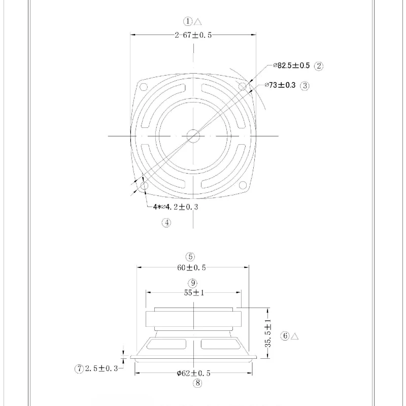 magnético externo, gama completa, 4 Ohm, 5W, 2.5 