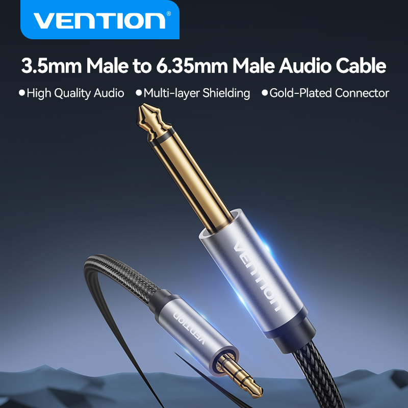Vention 3.5 to 6.5 Earphone Adapter Audio Cable for CD Player Amplifier Speaker 3.5mm jack to 6.35mm jack Male to Male Aux Cord