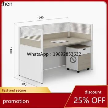 YFY Ensemble bureau et chaises pour quatre membres du personnel, poste de travail financier avec cloison, mobilier de bureau pour poste de travail