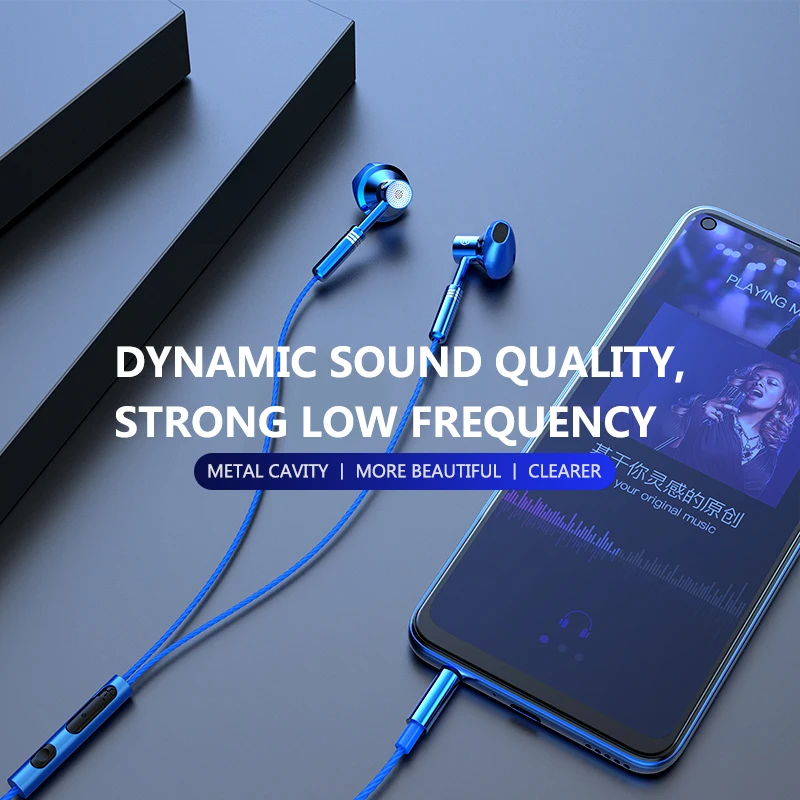 Type C&3.5mm Gamers Headsets 9D Stereo Earphones In-ear Wired Headphones HiFi Bass Earphone Earbuds for Samsung Headset with Mic 2