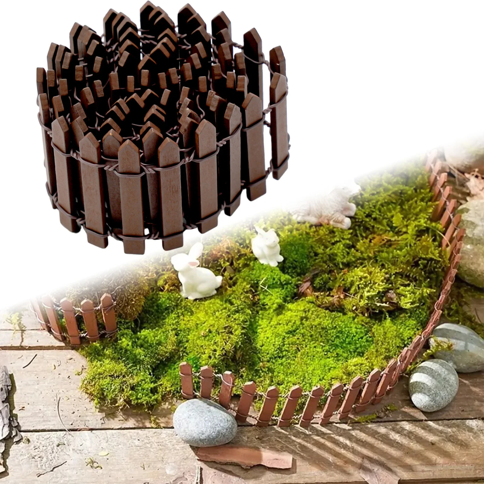 100*5cm Mini Fence Succulent Plants Fence Wood Creative Simulation Colorful Small Fence Home Garden Potted Plants DIY Decoration new 90 5cm diy mini small fence barrier wooden craft miniature fairy garden terrarium doll branch palings showcase decoration