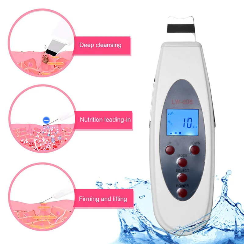 Ultrasonic Skin Scrubber Deep Face Cleaning Machine RemoveFacial Massager Ultrasound Peeling Clean Tone Lift