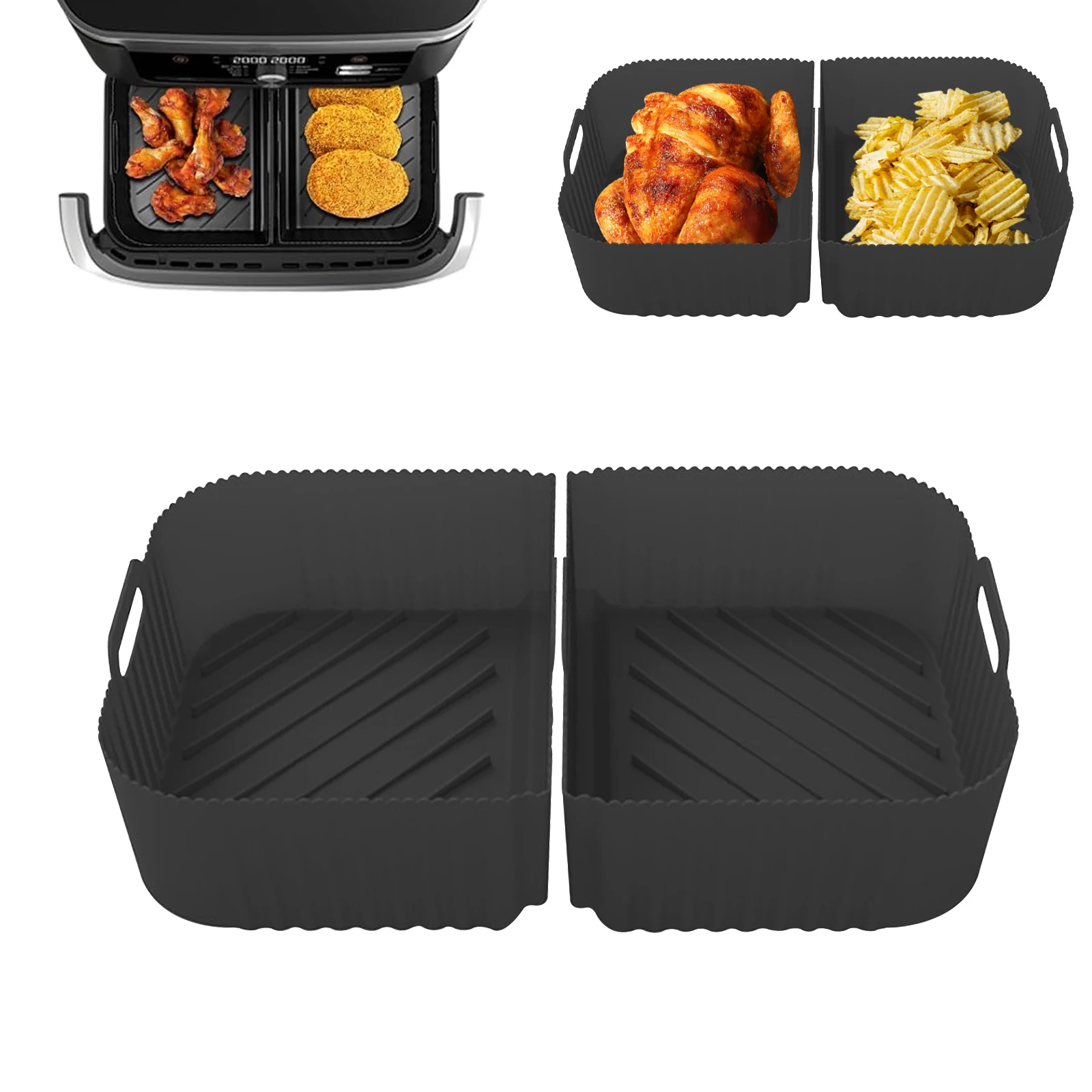 Auauraintt 11 Pezzi Accessori Friggitrice Ad Aria,per 10.4L Foodi Flexdrawer AF500EU 1 Stampo,Include friggitrice,griglia,guanti,clip,pennello per olio,raschietto per olio,100 fogli di carta oleata