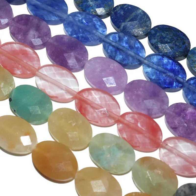 

13*18MM Natural Stone Faceted Oval Shape Agates Lapis Lazuli JadesStone Beads For Jewelry Making Charm DIY Necklace Accessories