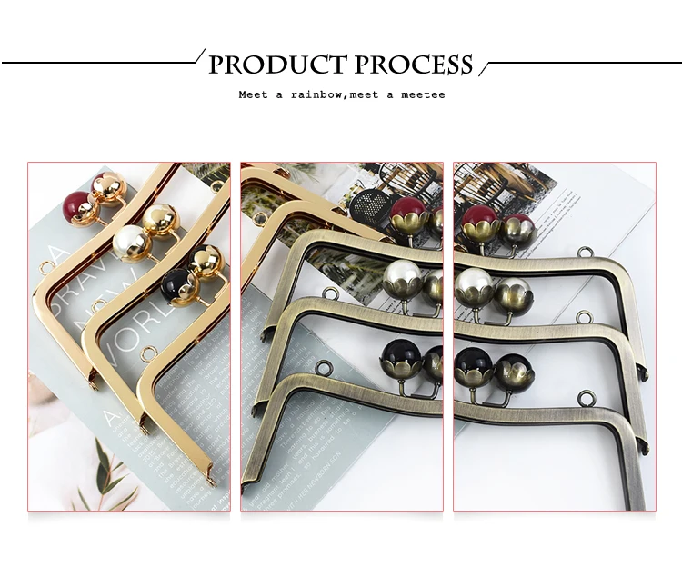 1/2Pcs Deepeel 20cm Metal Handle for Bags Pearl Head Kiss Lock Clasp Purse Brackets HandBags Handles Replacement Accessories