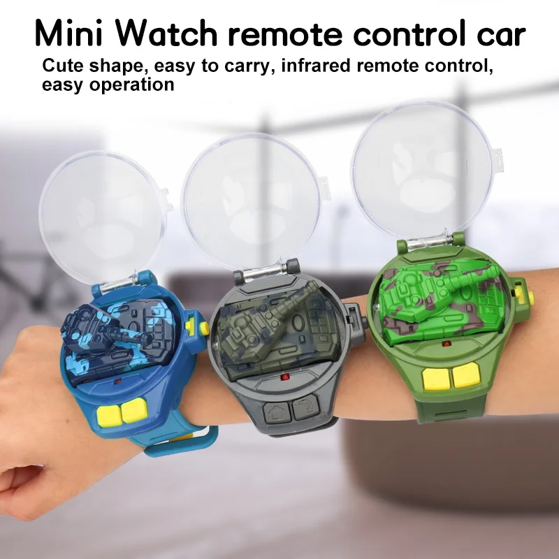2.4G Watch Small RC Tank Car Toys For Boys Carro Controle Remote Cartoon Dinosaur Charging Mini RC Car Vehicle For Children Gift 2