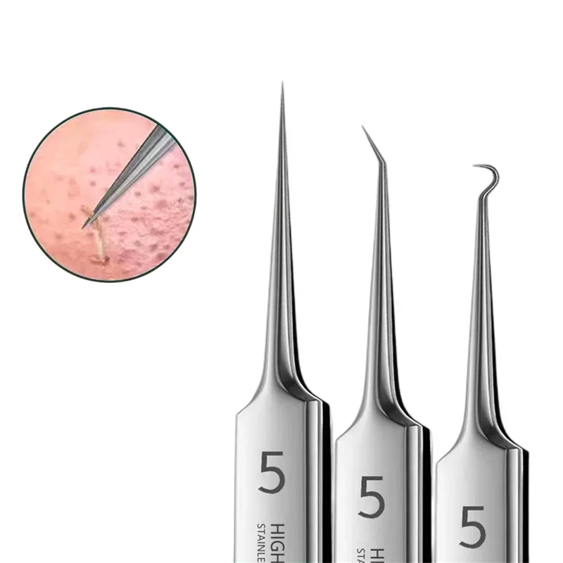 German Ultra-fine No. 5 Cell Pimples Blackhead Clip Tweezers Beauty Salon Special Scraping & Closing Artifact Acne Needle Tools 2