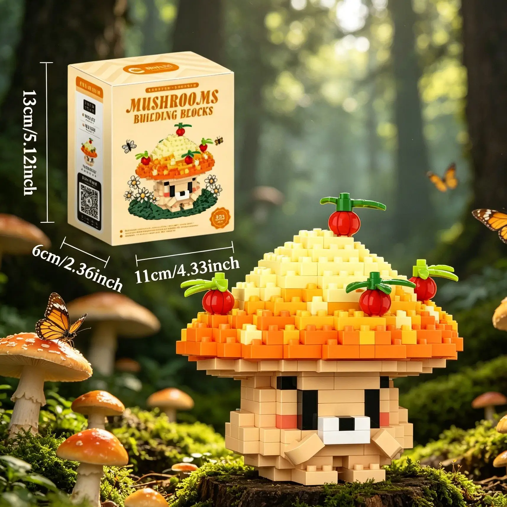 331pcs 버섯 3D 퍼즐 빌딩 블록 장난감, DIY 크리 에이 티브 분재 장식품 홈 장식, 크리스마스 할로윈 생일 선물