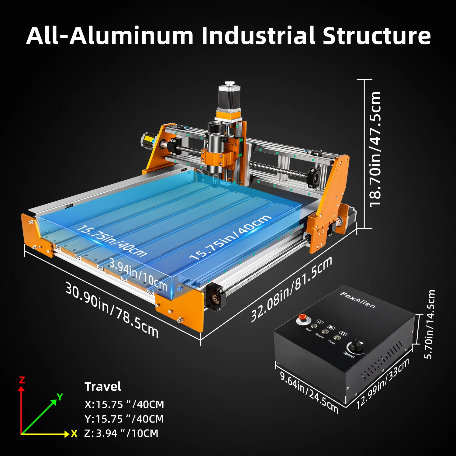 FoxAlien Vasto CNC Router with Linear Rails Ball Screws Milling