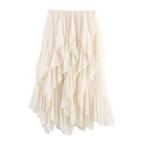Style européen et américain 2025 été nouveau produit vêtements pour femmes design sens décoration en couches taille moyenne jupe MIDI 3
