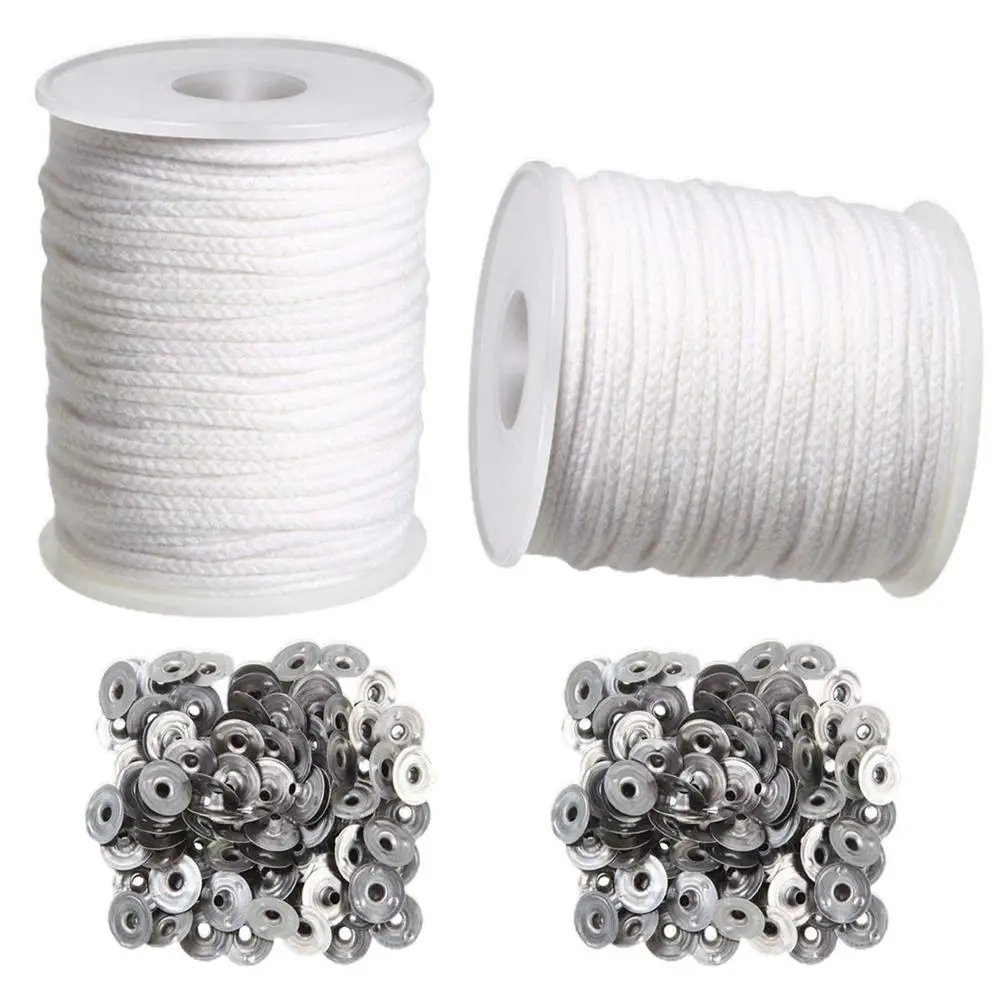 Candle Wick Roll, 200ft 24-ply Braided Wick Spools, 50pcs Candle Wick  Holders, 100pcs Metal Support Sheets, 100pcs Candle Wire Stickers For  Candle DIY