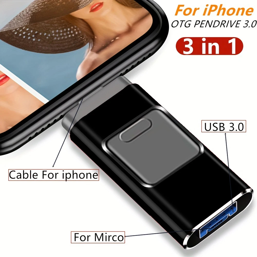 Memoria USB 2T 1T de alta velocidad, 512G 256G, memoria USB externa para teléfono, iPhone, Android, PC, copia de archivos de fotos y vídeos