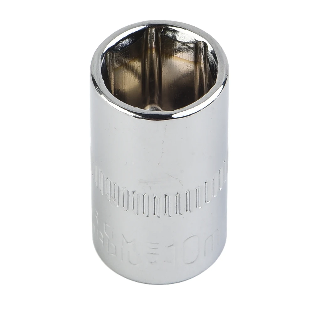 4pcs/set Socket Chrome Vanadium Steel 1/4Inch Drive 6-Point Socket 10mm Socket DIY Hand-making Household Maintenance Tool Silver