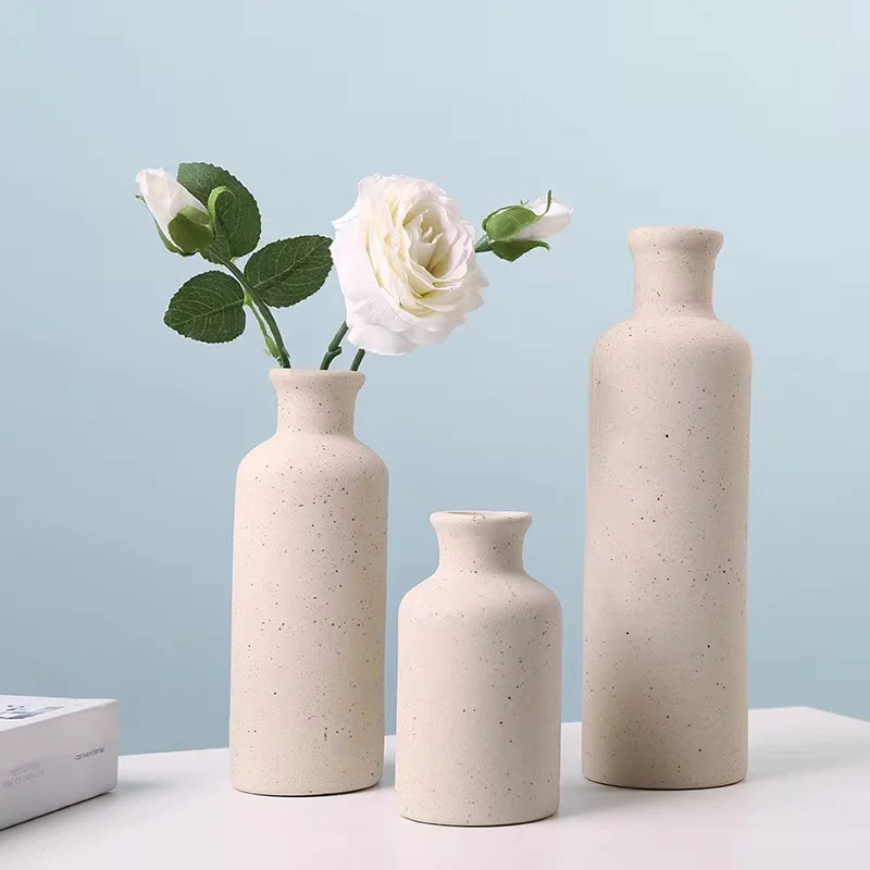 

3pcs modern farmhouse home Living room Boho ceramic vase set for room entryway bookshelf fireplace centerpiece shelf decoration