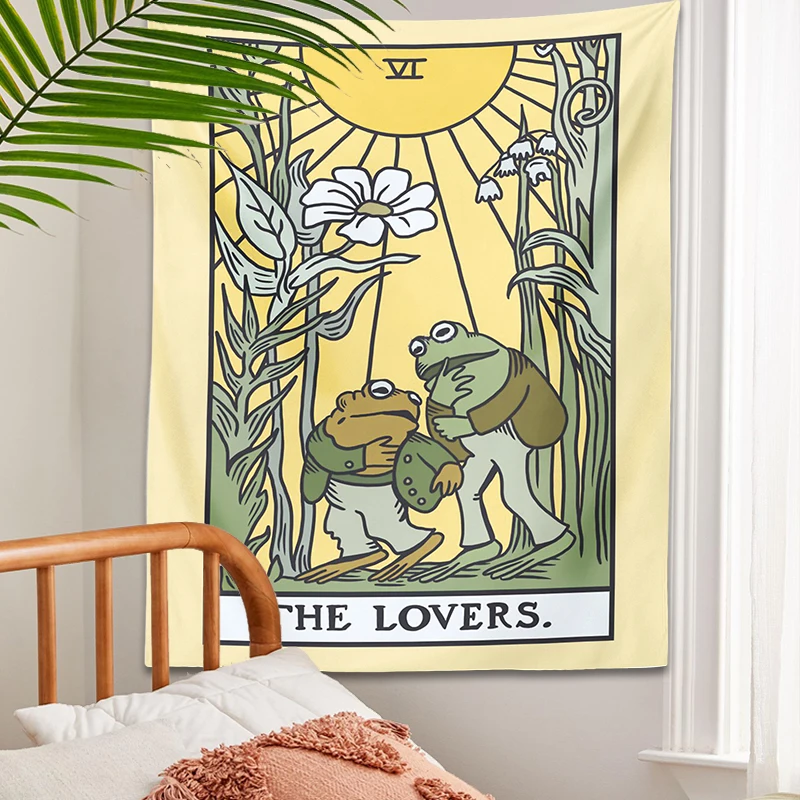 Psychedelic Frog Tarot Tapestry Wall Hanging