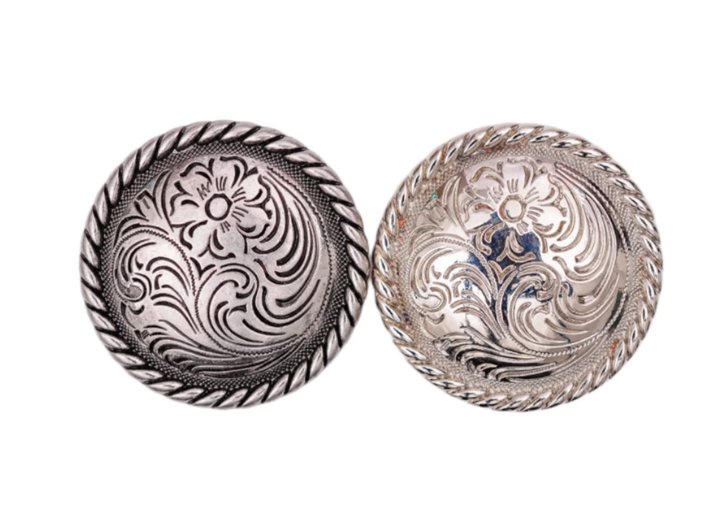 10 Sets 1-1/2 Zoll Bling Silber Seil Seite Western Rose Blume Gravierte Leathercraft Sättel Zaumzeug Gürtel Große Concho schraube Zurück
