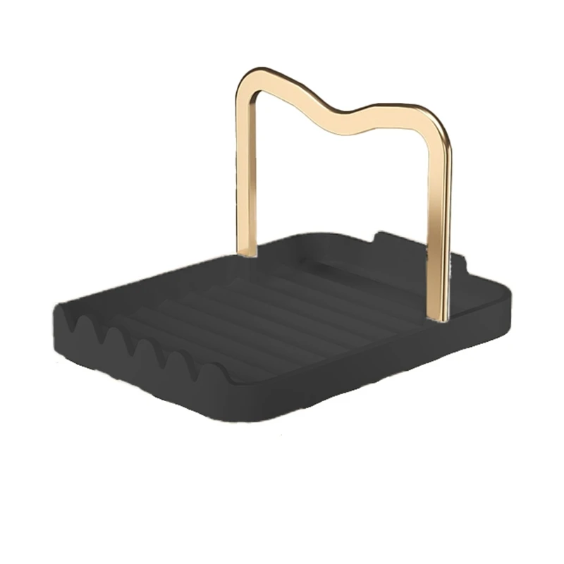 

1 Piece Aluminum Pan Lid Holder Spoons Pot Cover Rests Kitchen Convenience Utensils Tools Accessories Black-Gold
