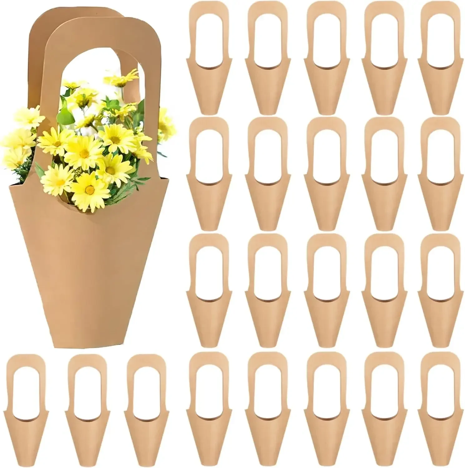 10/20/40PCS Chic Rose Präsentationsbox Stilvoller Kraftpapier-Blumenhalter für Hochzeiten, Jubiläen, besondere Anlässe – Detail 1