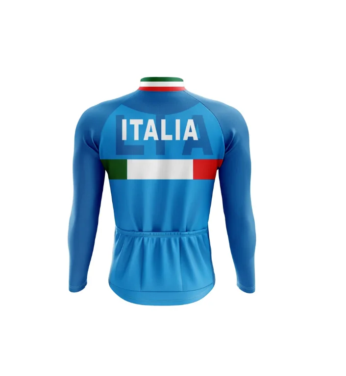 

Winter Fleece Thermal Only Cycling Jerseys ITALIA NATIONAL TEAM BLUE RETRO CLASSIC Long Sleeve Men Bike Wear Cycling Clothing