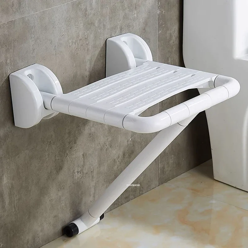 Simple Shower Chair Wall-mounted Bathroom Seats Modern Home Folding Metal Bathroom Chair Barrier-free Special Shower Room Seat 2