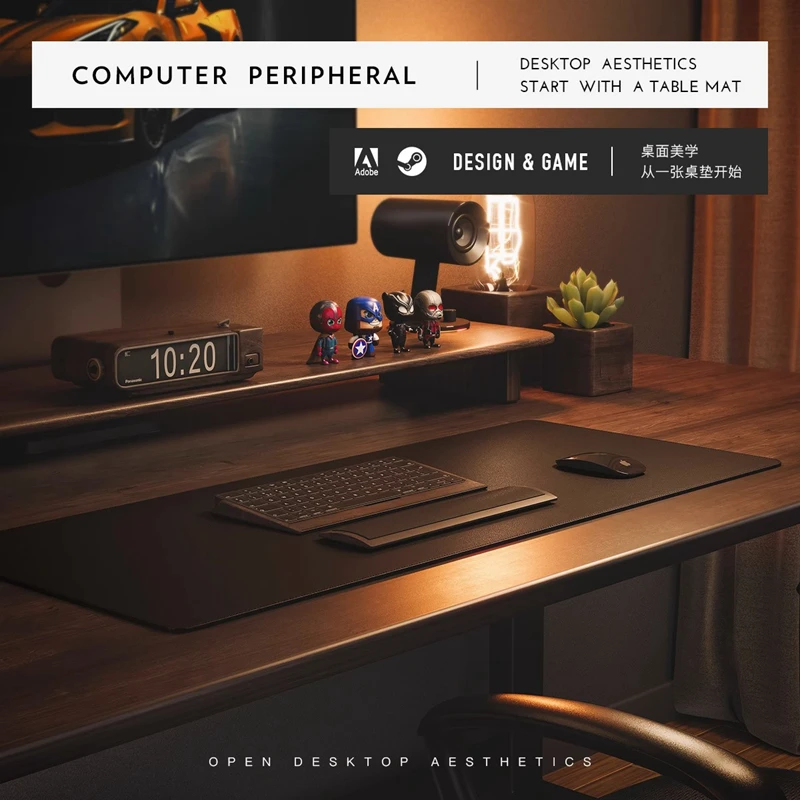 Keebox PU Leather Cork Mouse Pad Keyboard Mat DIY Size Computer Table Mat Customize 2mm Thickness Deskmat