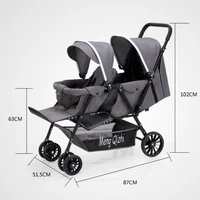 Poussette jumelle pliable ultra légère en alliage d'aluminium pour enfants, landau pour bébé 6